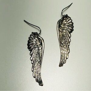 Boho Festival Sexy Dangling Angel Wings Silver Earrings
